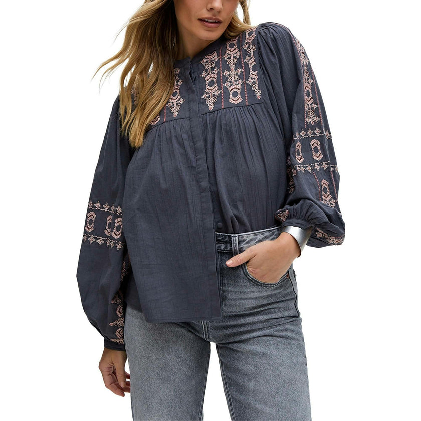 Demi Embroidered Ballon Sleeve Shirt