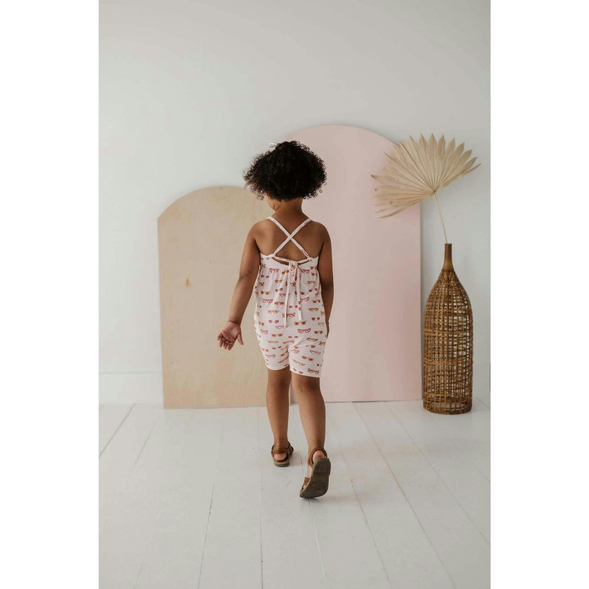 Girl's Tie-Back Romper Retro Shades