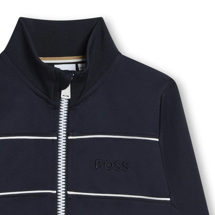 Navy Logo Zip Up Sweatshirt