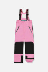 Two Piece Play Snowsuit Black Heart Print With Pink Pants