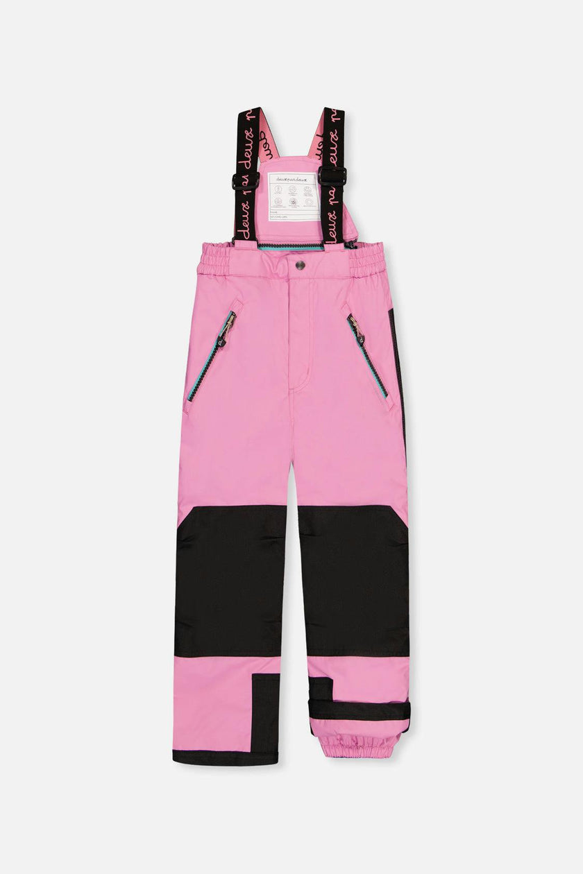 Two Piece Play Snowsuit Black Heart Print With Pink Pants