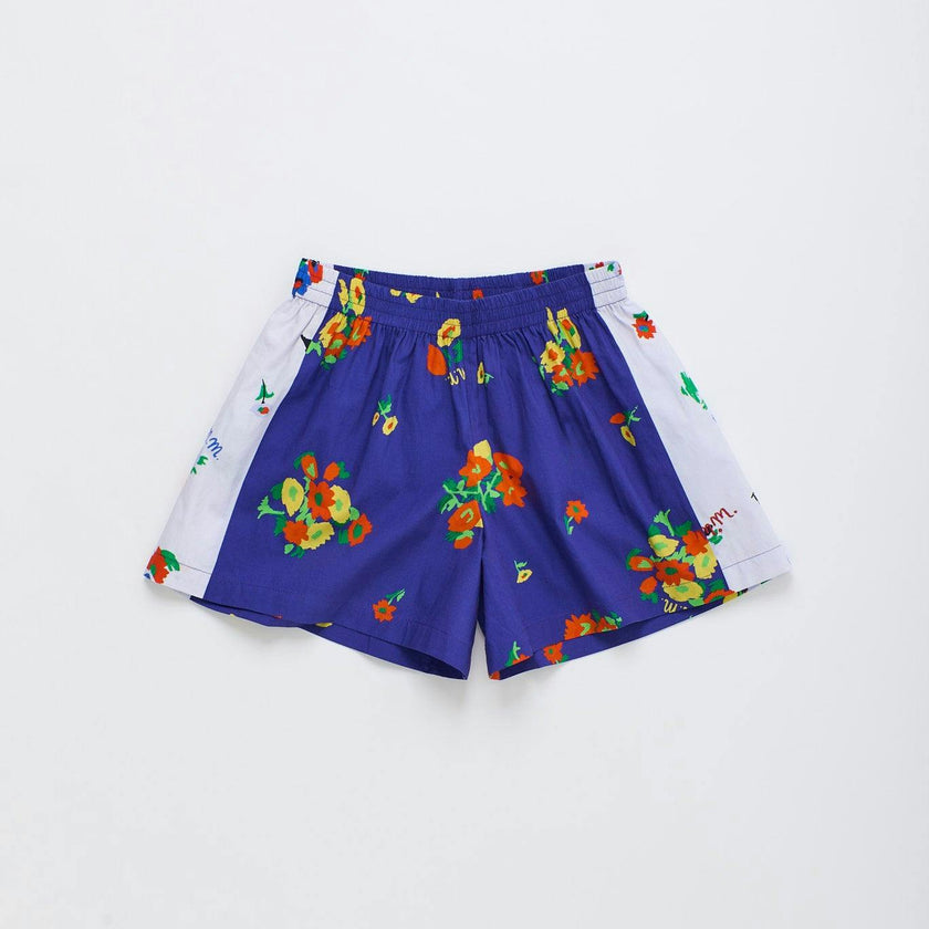 BLOSSOM PATCHWORK SHORTS BLUE