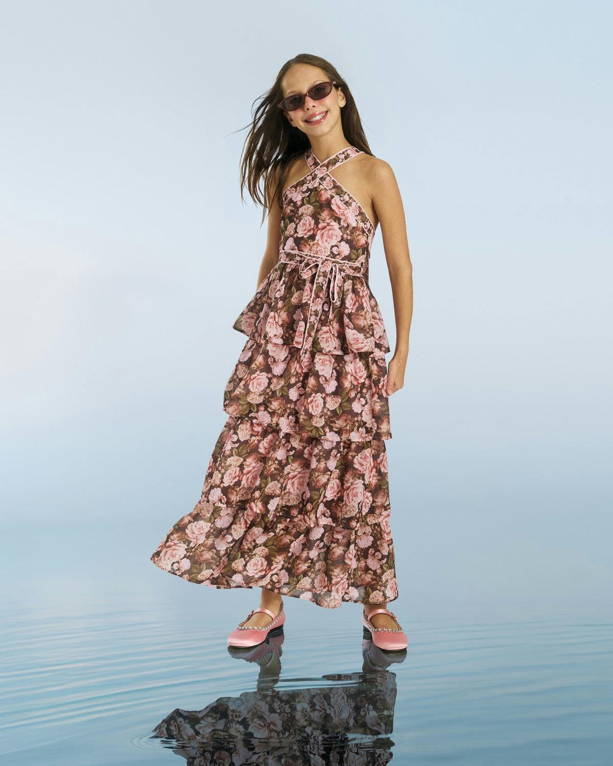Camellia Halter Neck Maxi Dress