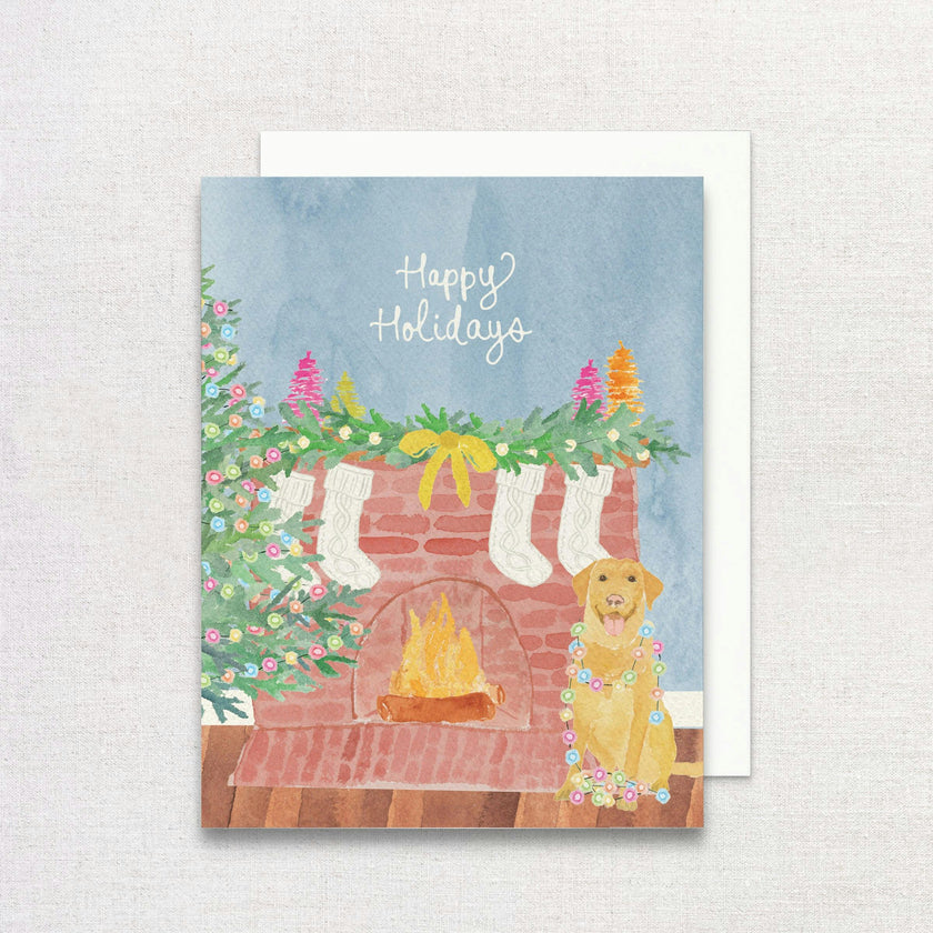 Festive Yellow Lab Greeting Card