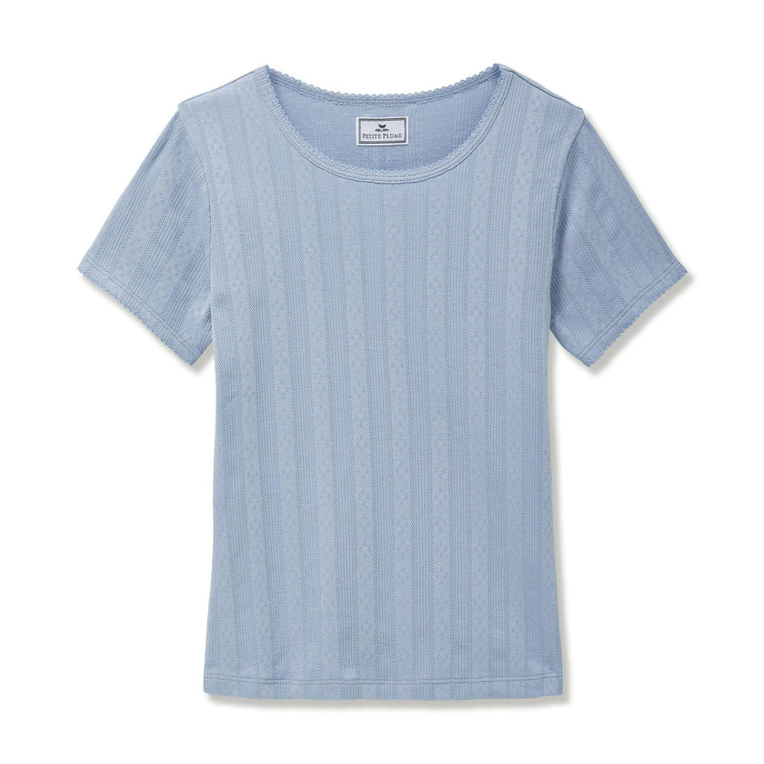 Women's Pointelle T-Shirt in Periwinkle