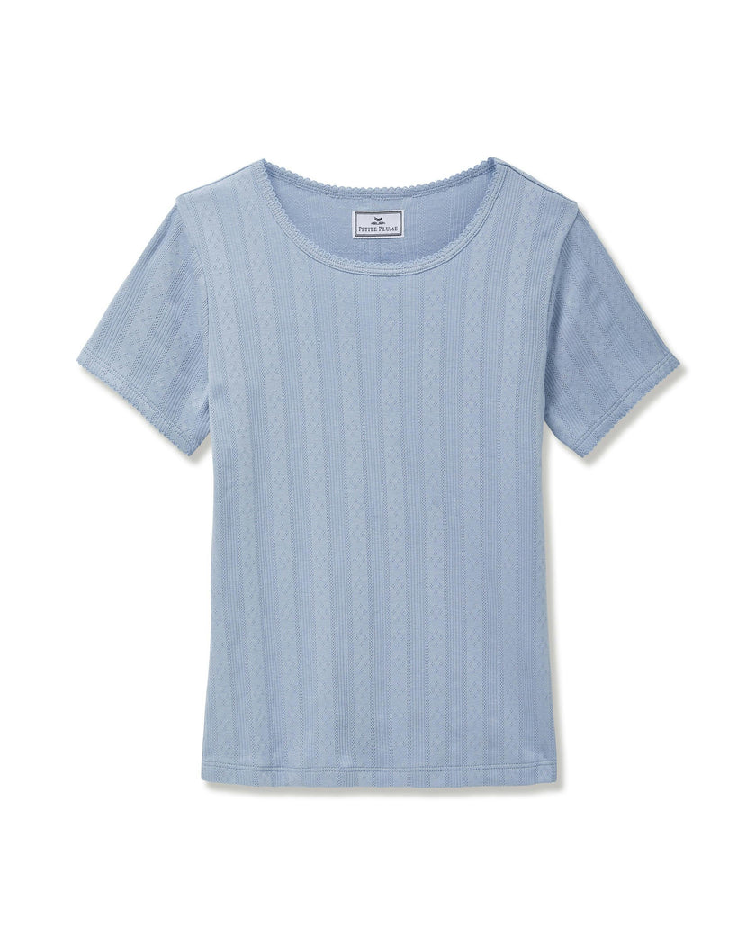 Women's Pointelle T-Shirt in Periwinkle