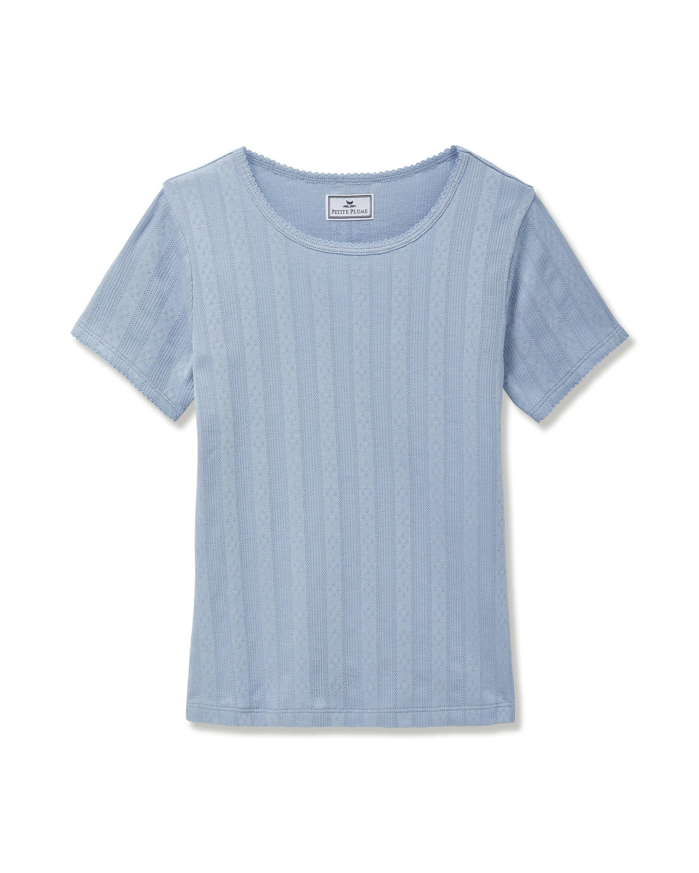Women's Pointelle T-Shirt in Periwinkle
