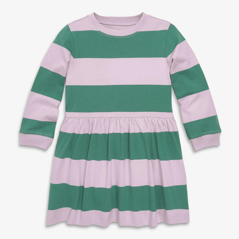 Kids long sleeve easy dress in stripe