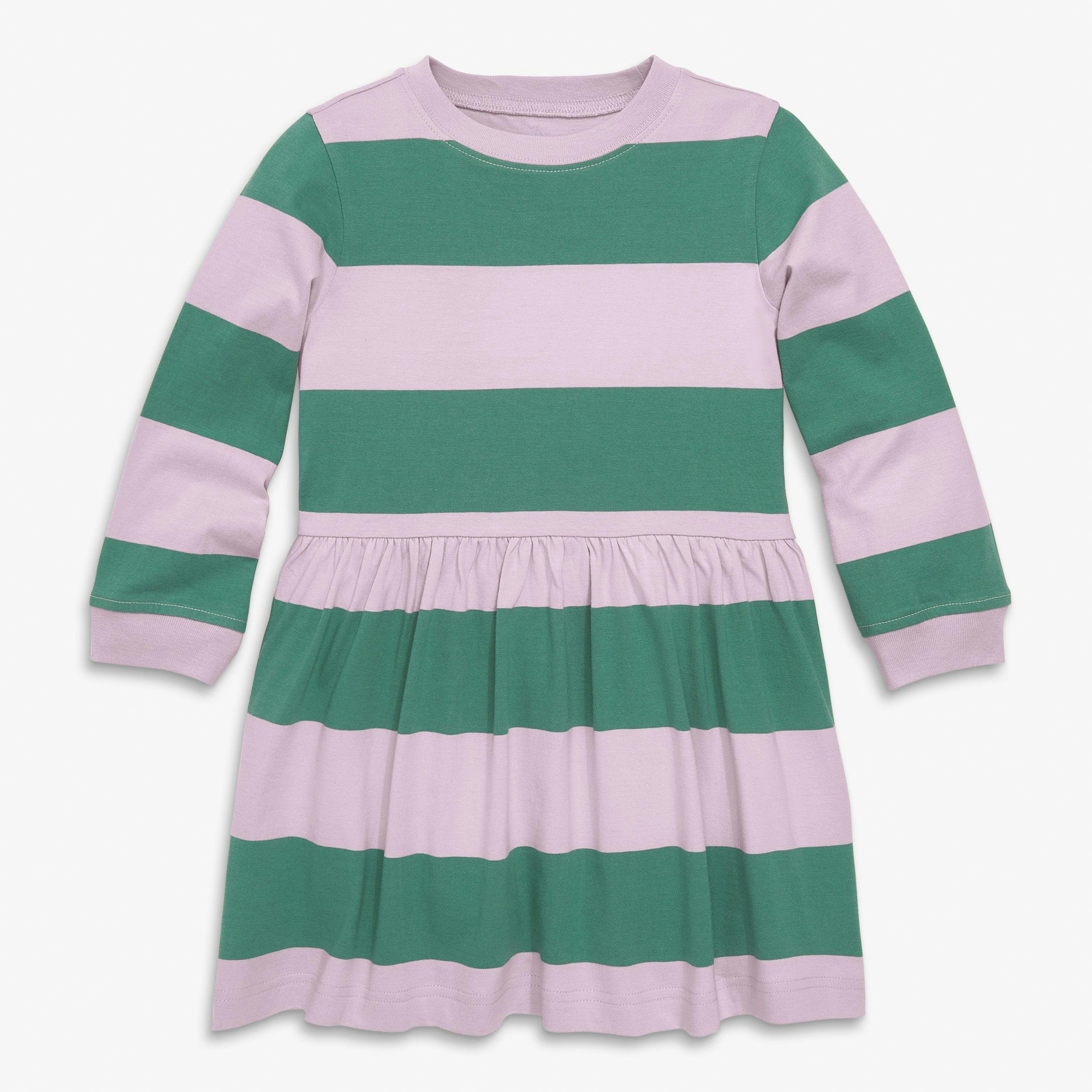 Kids long sleeve easy dress in stripe