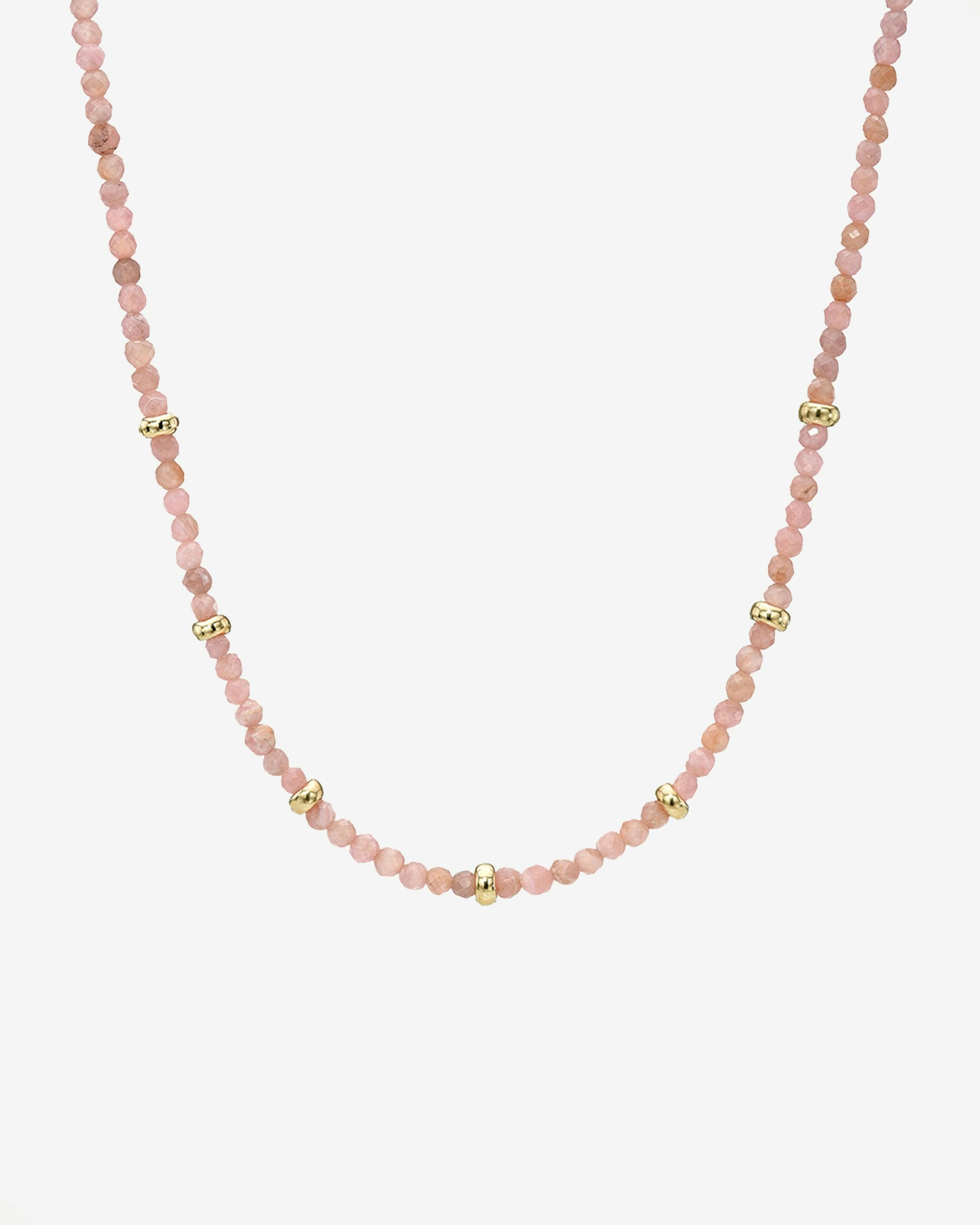 14K Gold Pink Rhodochrosite Segment Bead Necklace