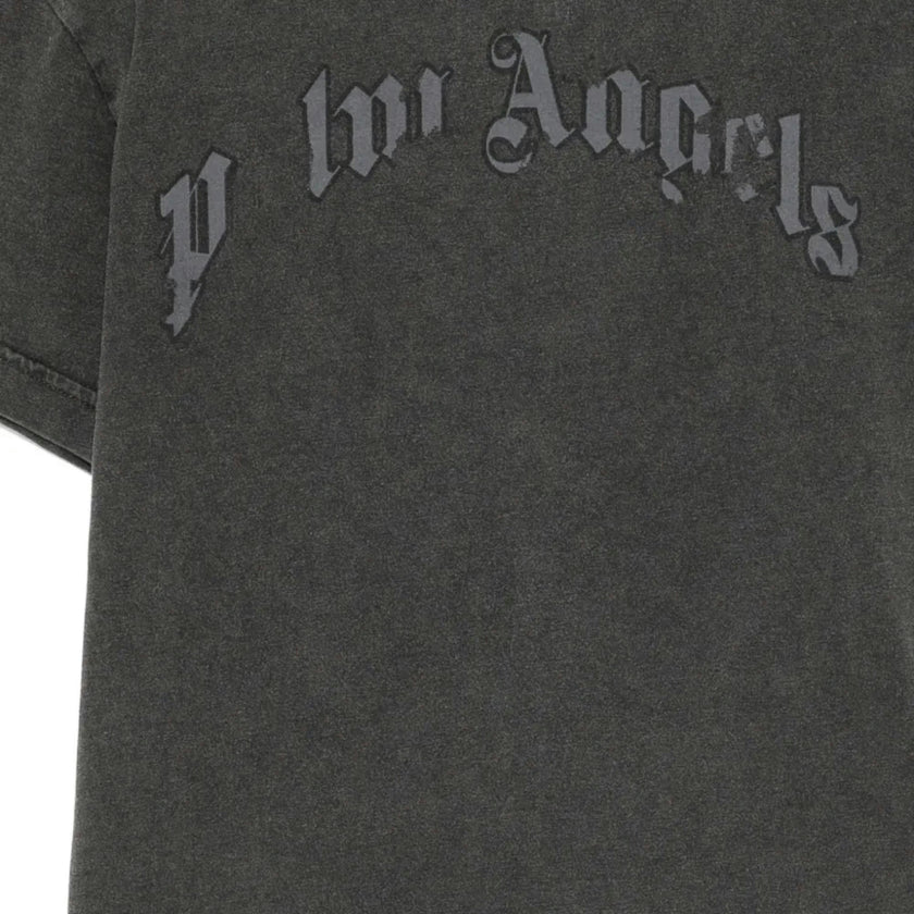 Black Curved Logo Faded T-Shirt