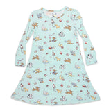 Valentines Pups Bamboo Girls' Long Sleeve Dress