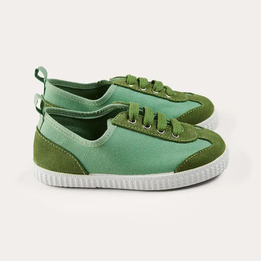 Canvas Lace Up Plimsols in Green (23-35EU)