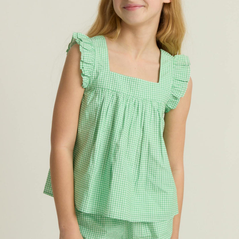 girls gustavia gingham ruffle top and short set