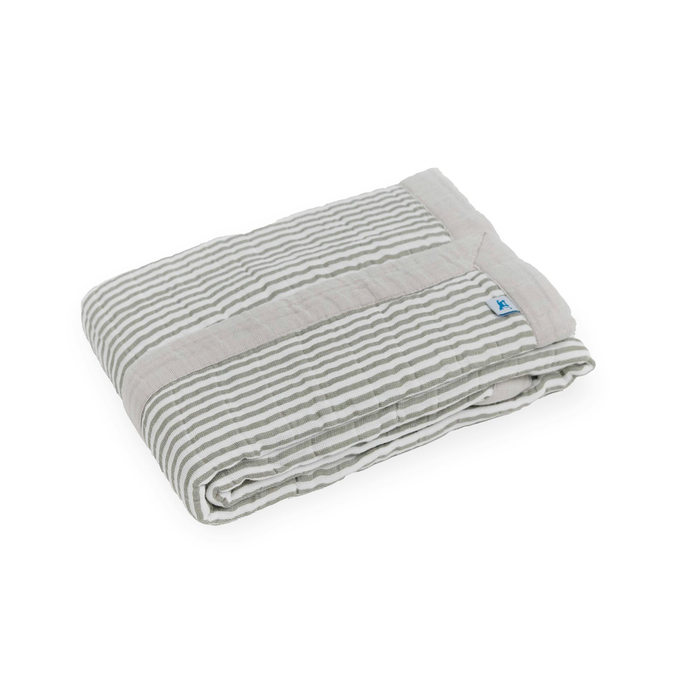 Cotton Muslin Baby Quilt - Grey Stripe