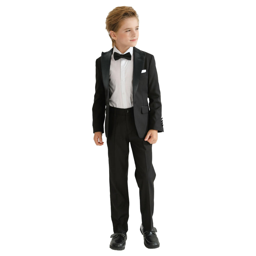 Black Peak Lapel Trim Wool Suit