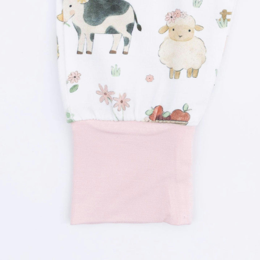 Cute Farm Animals Pink - Short Sleeve Loungewear Set