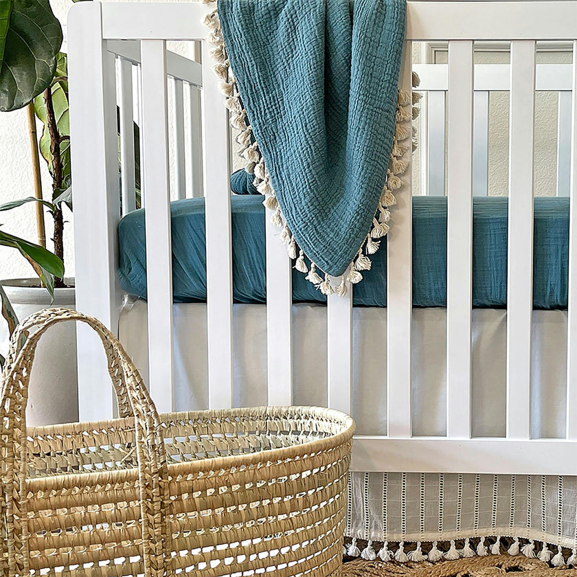 6-Layer Cotton Muslin Baby Blanket (Riverstone Blue)