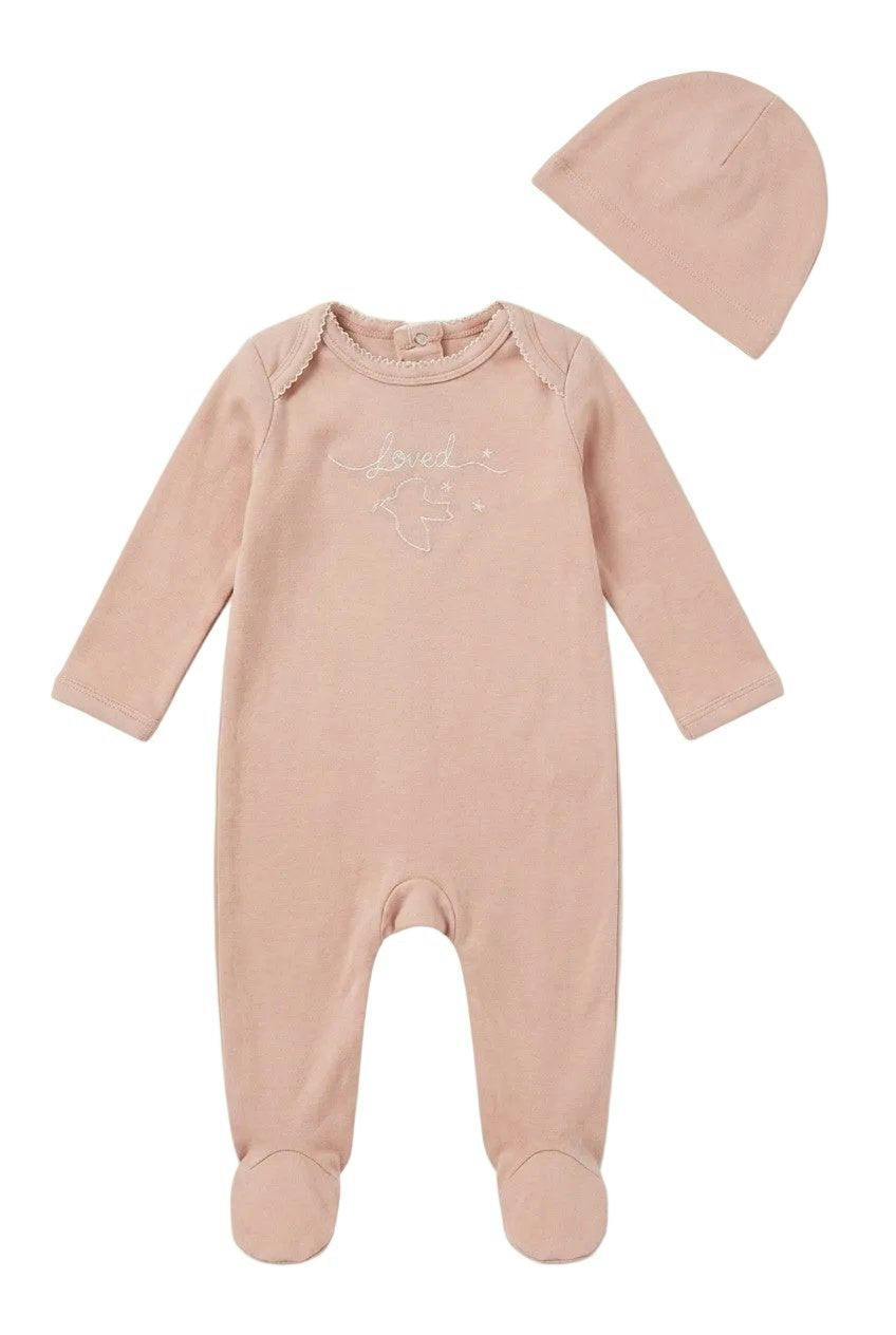 Loved Embroidered Footie