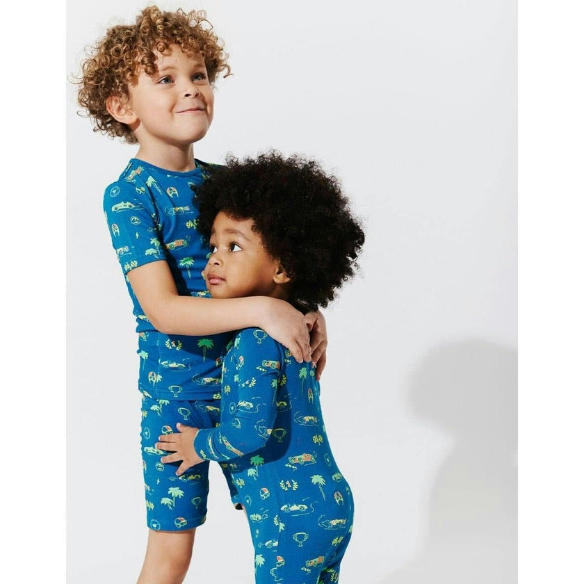 Monaco Blue Bamboo Kids Pajama Short Set