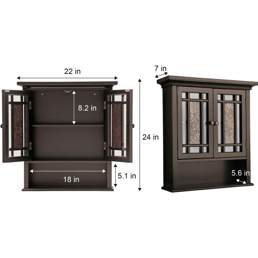 Windsor Wooden Wall Cabinet with Glass Mosaic Doors