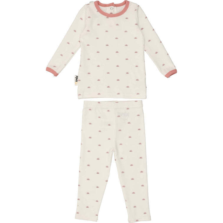 Sun Print Two-Piece Set, White/mauve