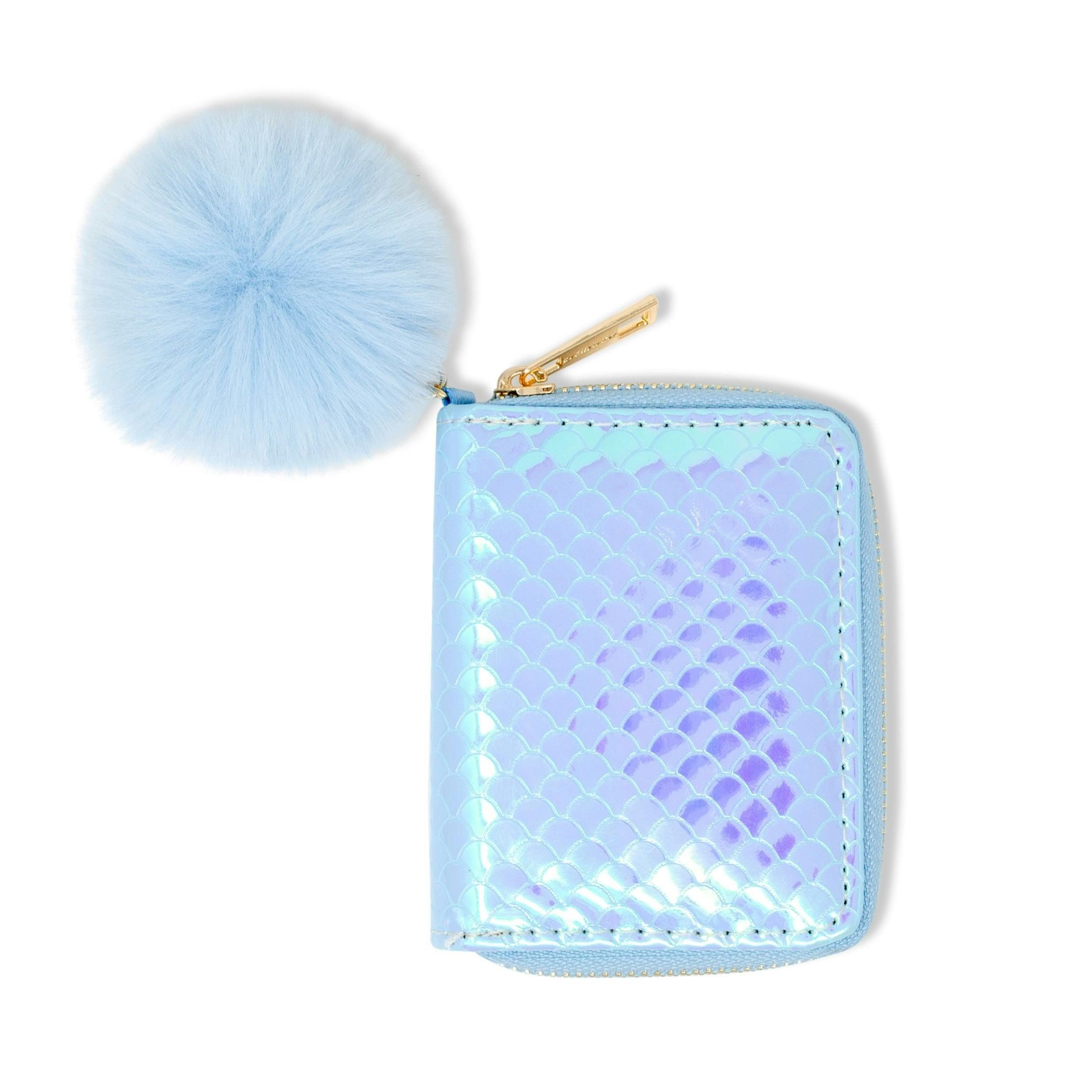 Shiny Mermaid Scale Wallet With Removable Pom Pom