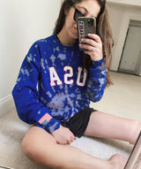 USA Tie-Dye Adult Sweatshirt, Blue