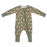 Long Sleeve Zip Romper in Cookies 'n Milk