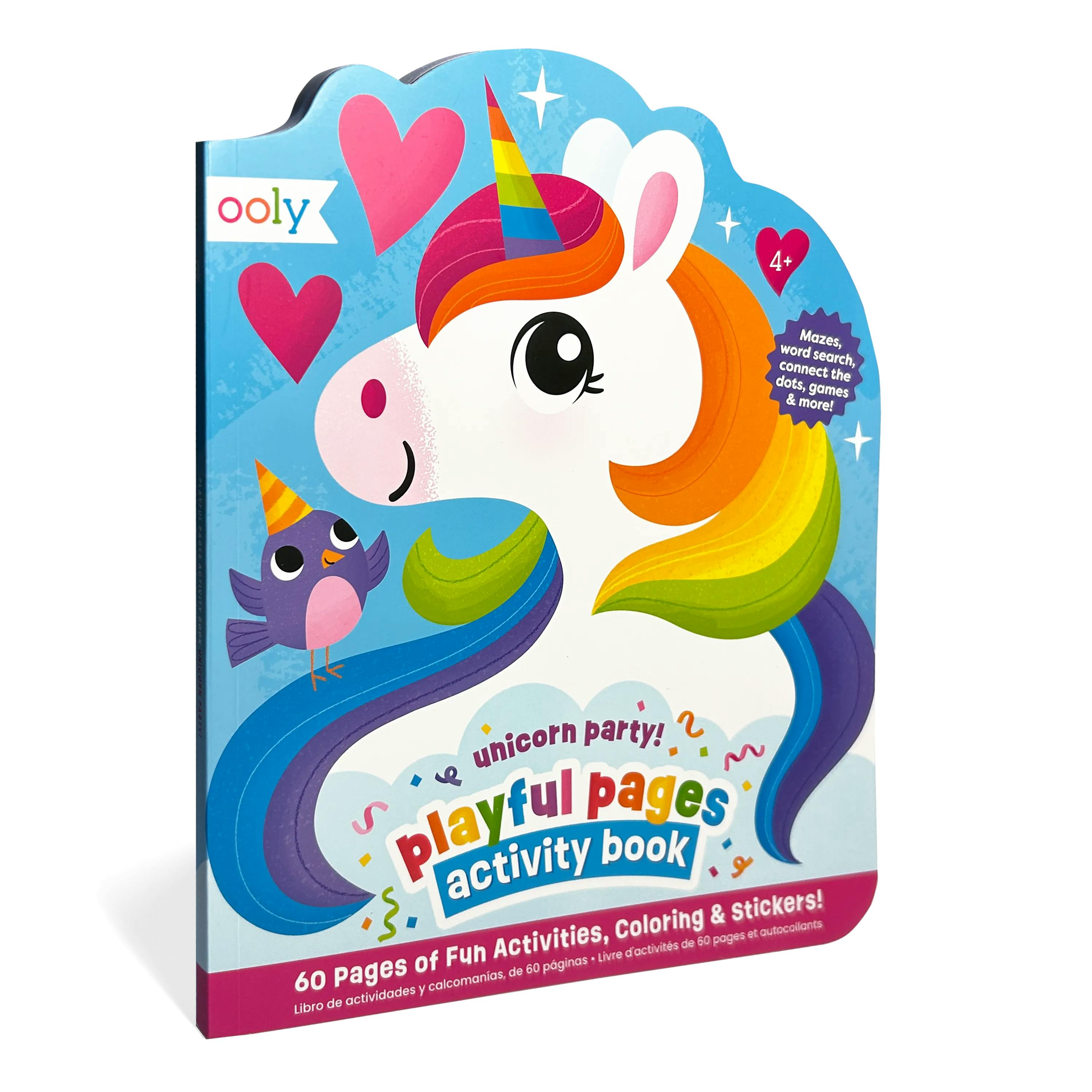 Playful Pages Activity Book - Games Coloring Stickers - Unicorn Party!