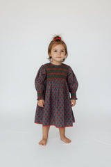 Poppy Smocked Cotton Printed Dress with Pockets