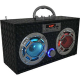 Bluetooth FM Radio W LED  Speakers Black Boombox