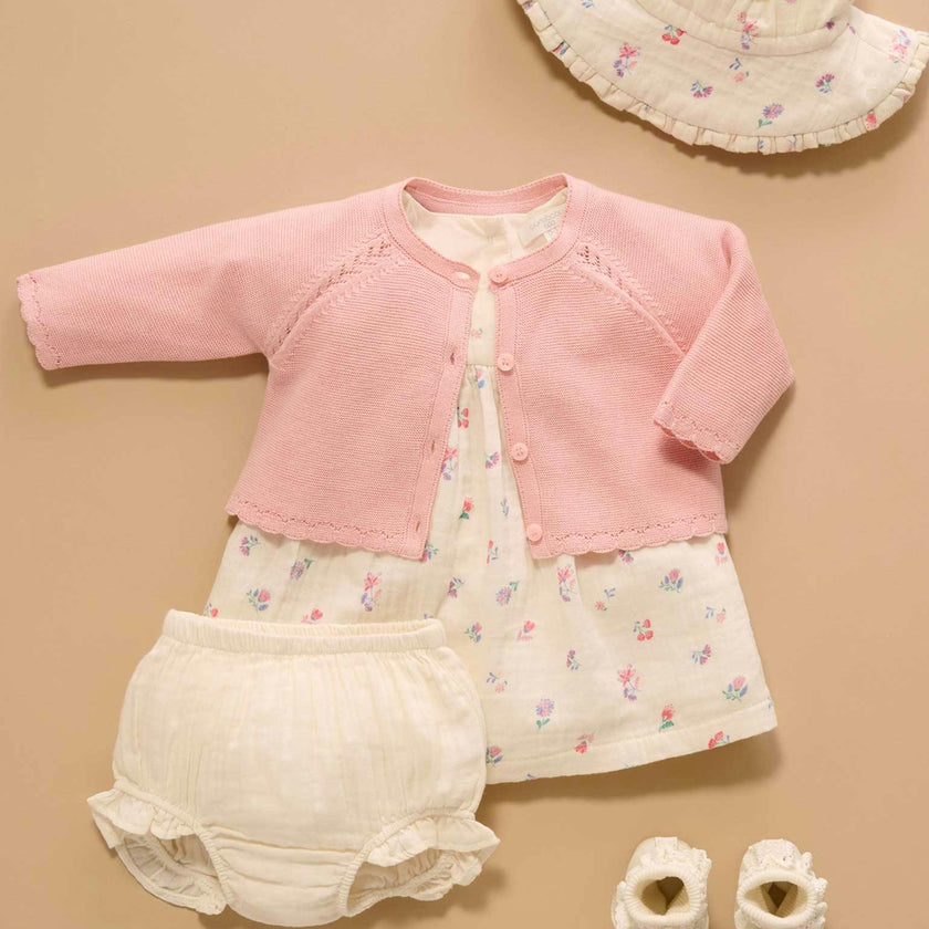 Scalloped Cardigan Guava Melange