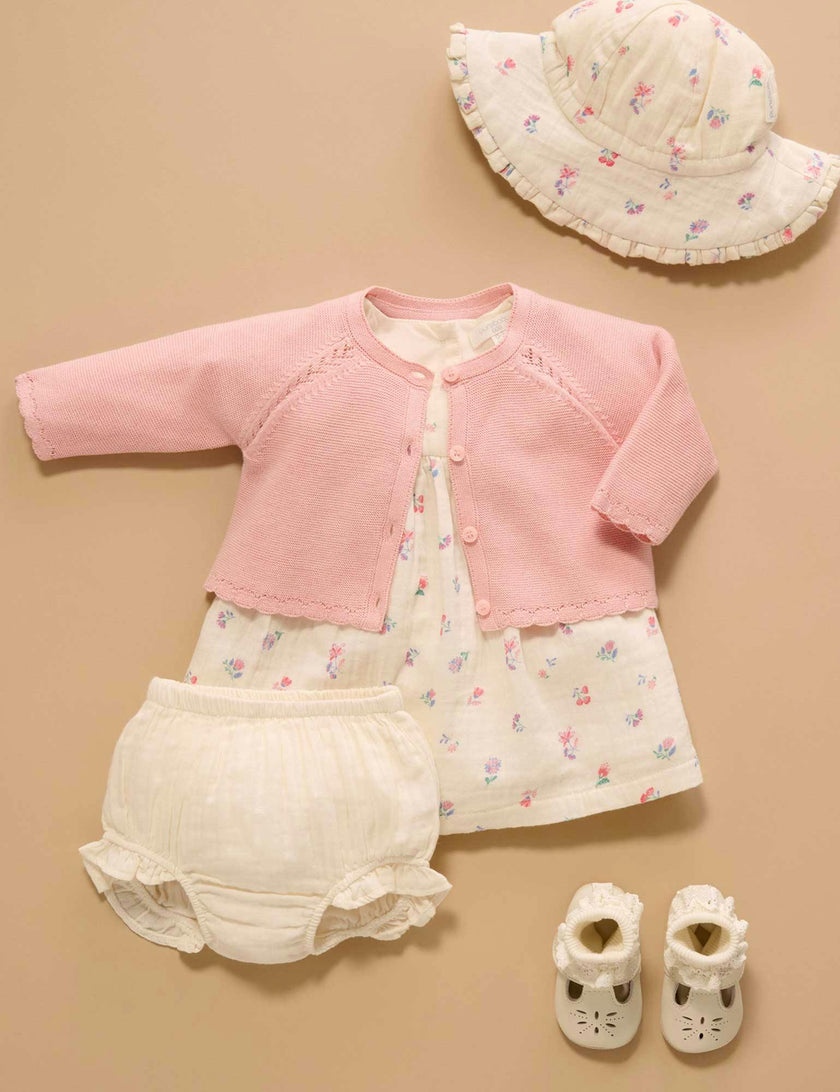 Scalloped Cardigan Guava Melange