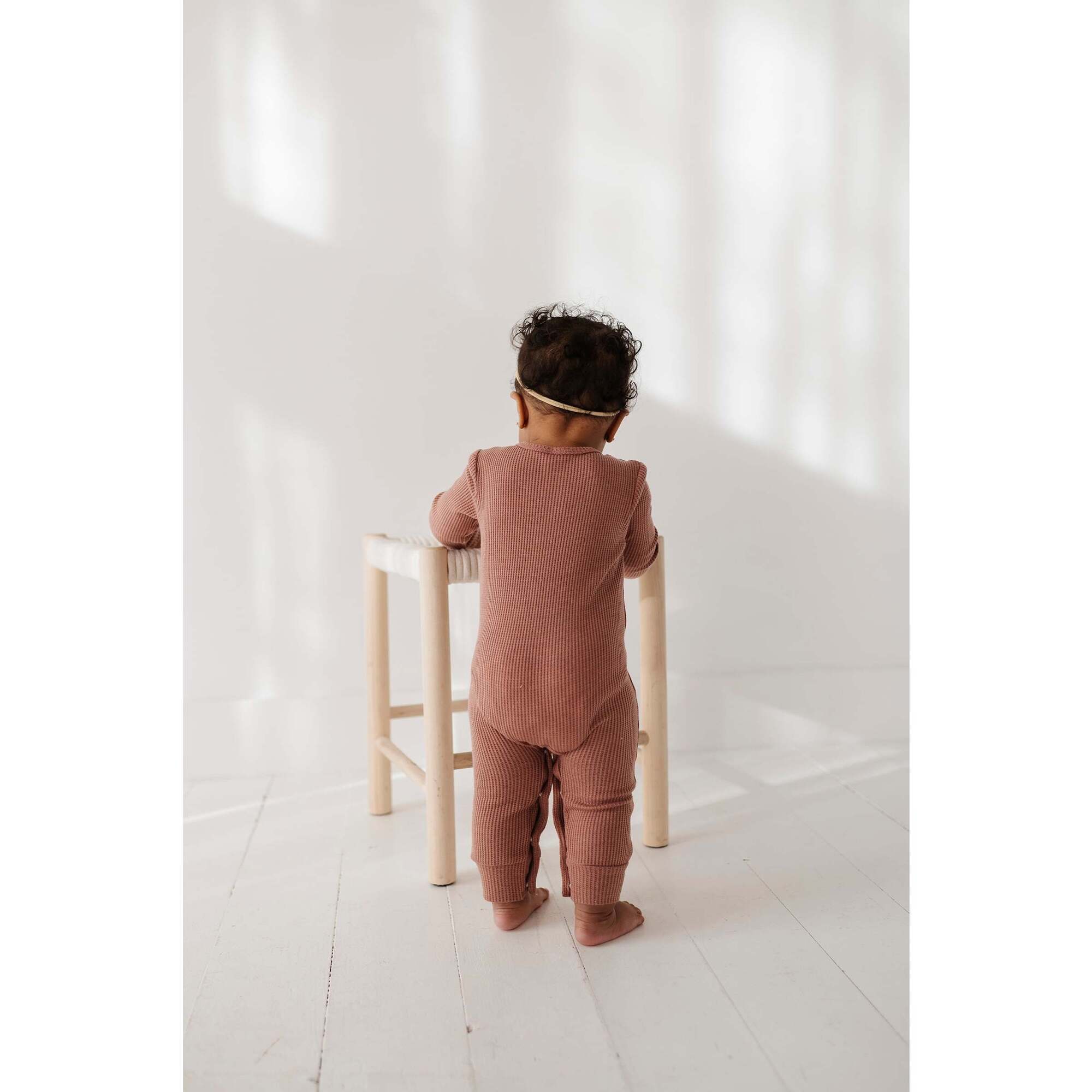 Waffle Romper Caramel Stripe