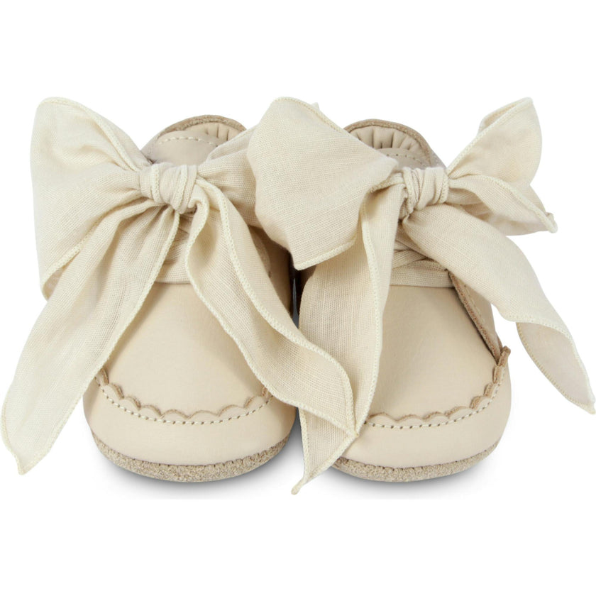 Lonny Chiffon Bow Small Wavy Edge Leather Shoes