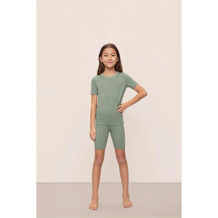 Kids TENCEL Modal Unisex Short PJ Set, Green