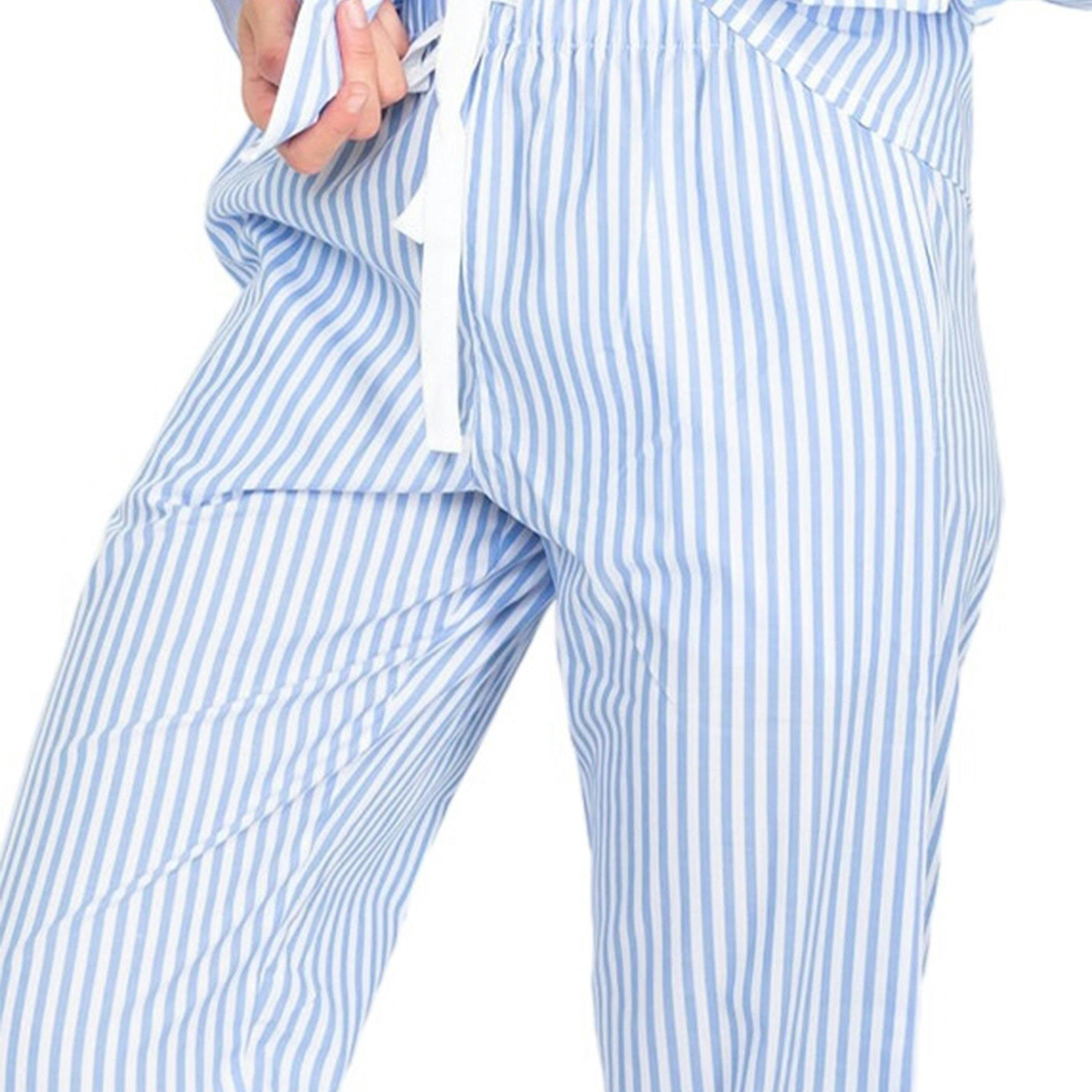 Women's Braddock Classic PJ Pants - Blue Stripe Organic Cotton Poplin