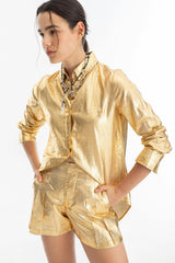 San Marino Metallic Linen Shirt - Gold