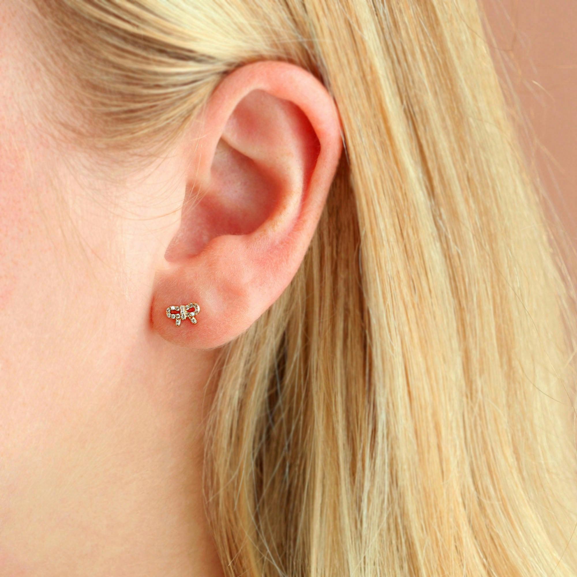 Bow with Crystals Stud Earrings