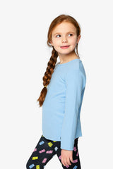 Brushed Rib Crew Neck Top Pale Blue
