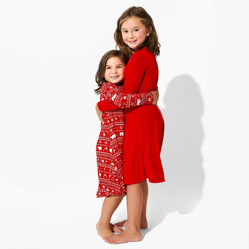 Winterberry Red Bamboo Girls' Long Sleeve Dress