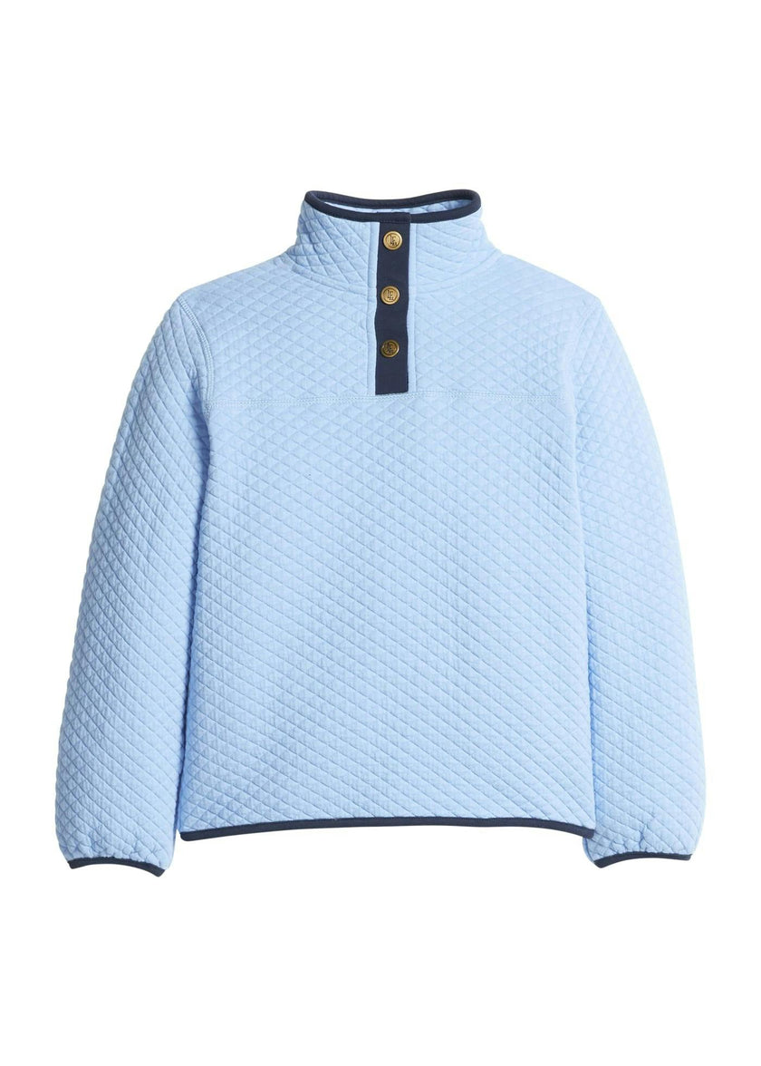 Classic Quilted Pullover - Light Blue with Navy