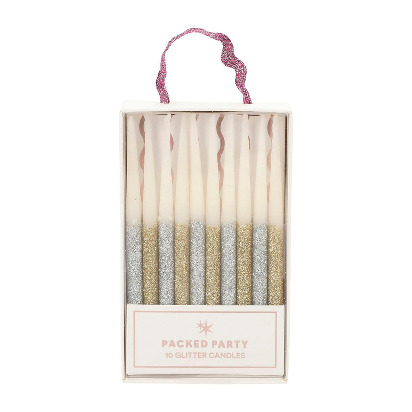 Metallic Glitter Birthday Candles (set of 10)