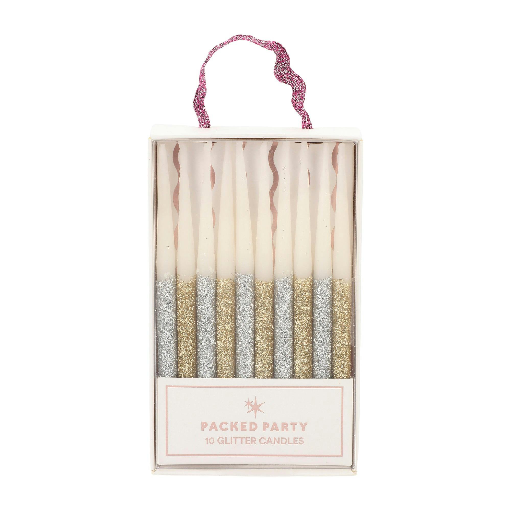 Metallic Glitter Birthday Candles (set of 10)