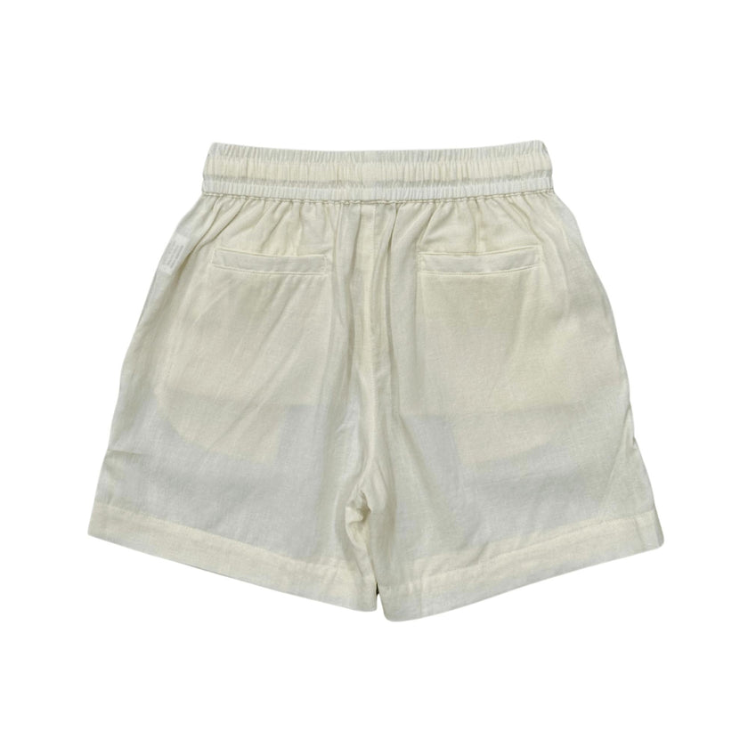 Boys Drawstring Linen Shorts in Coconut