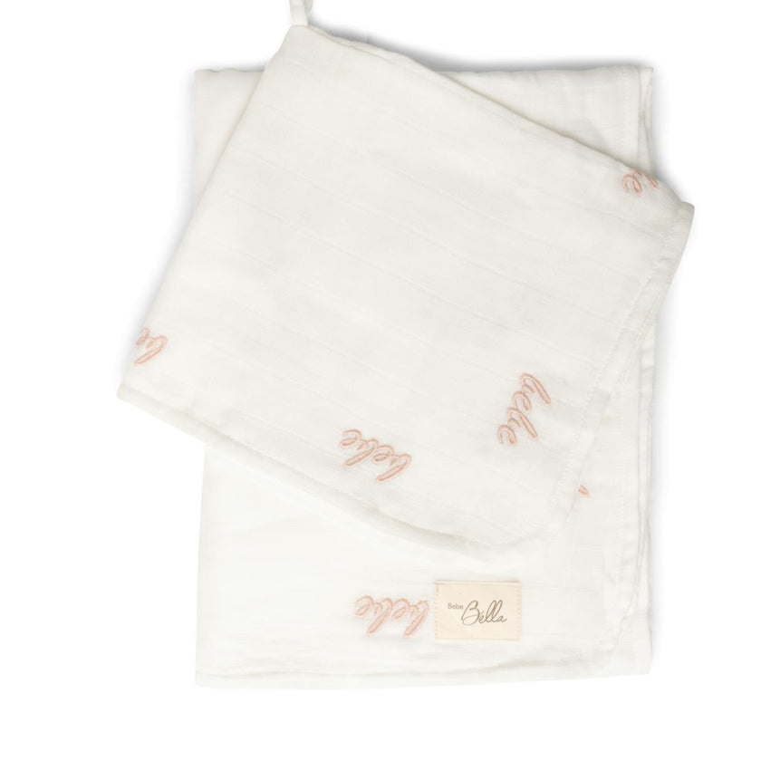 Embroidered Swaddle and Lovey Set Off White/Light Maple