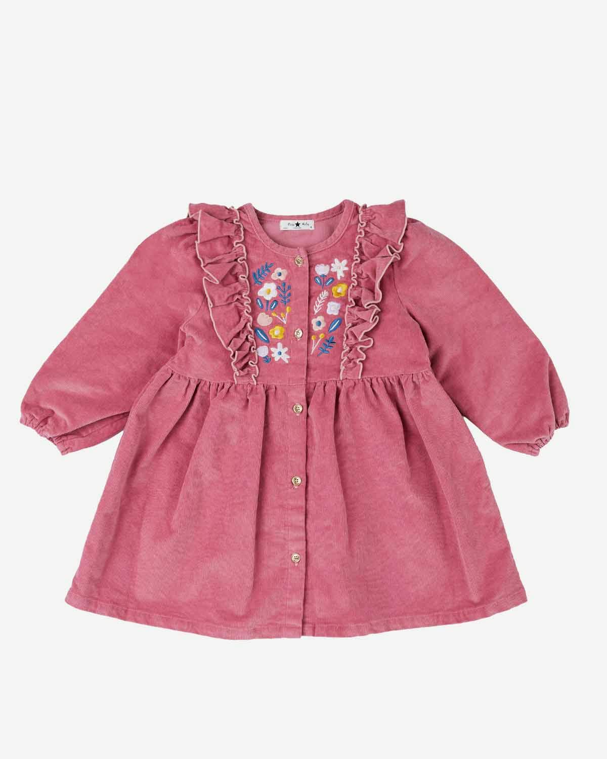 Maddie Ruffle Corduroy Dress