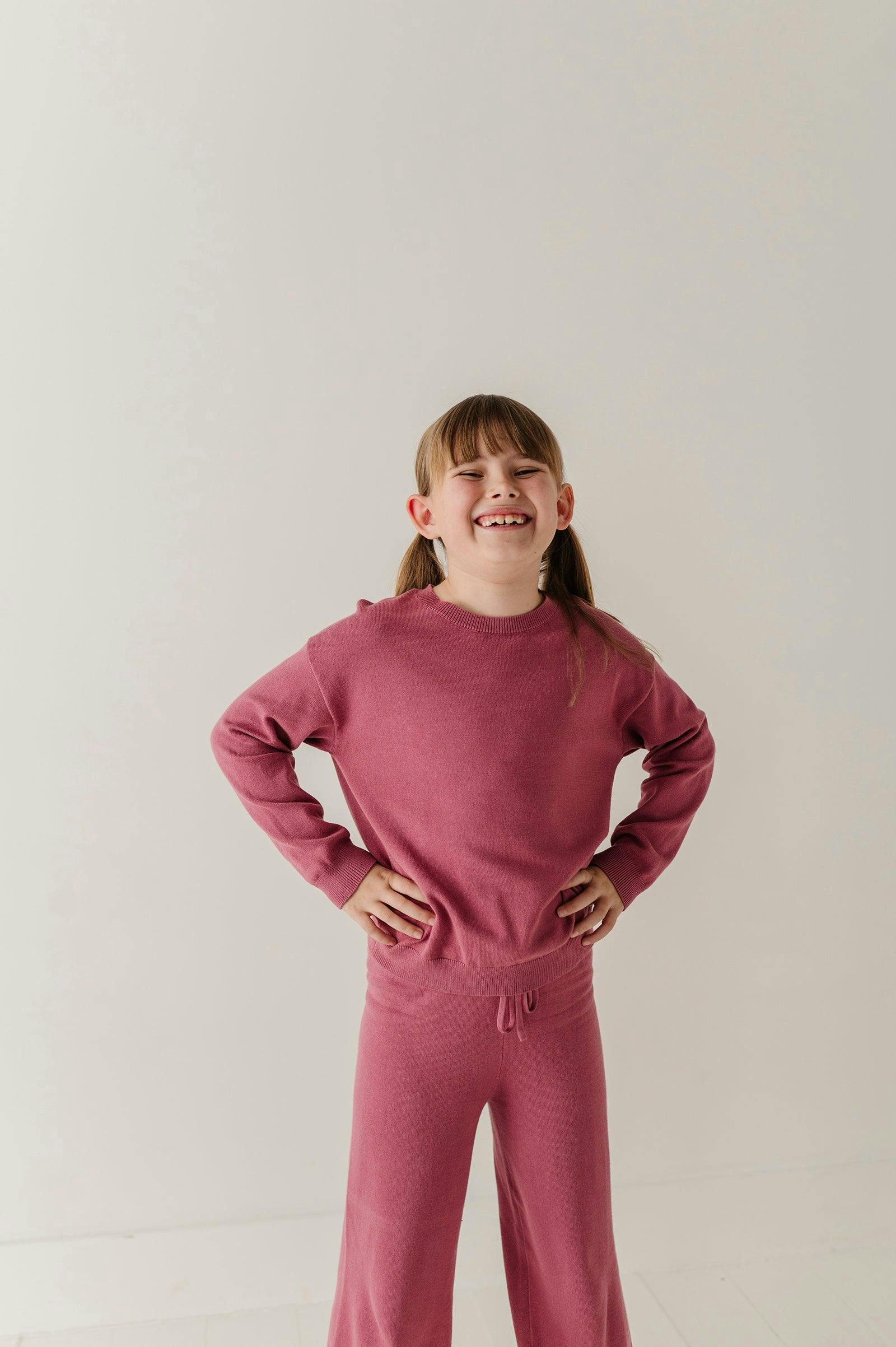 Girls Crew Neck Sweater in Winter Mauve