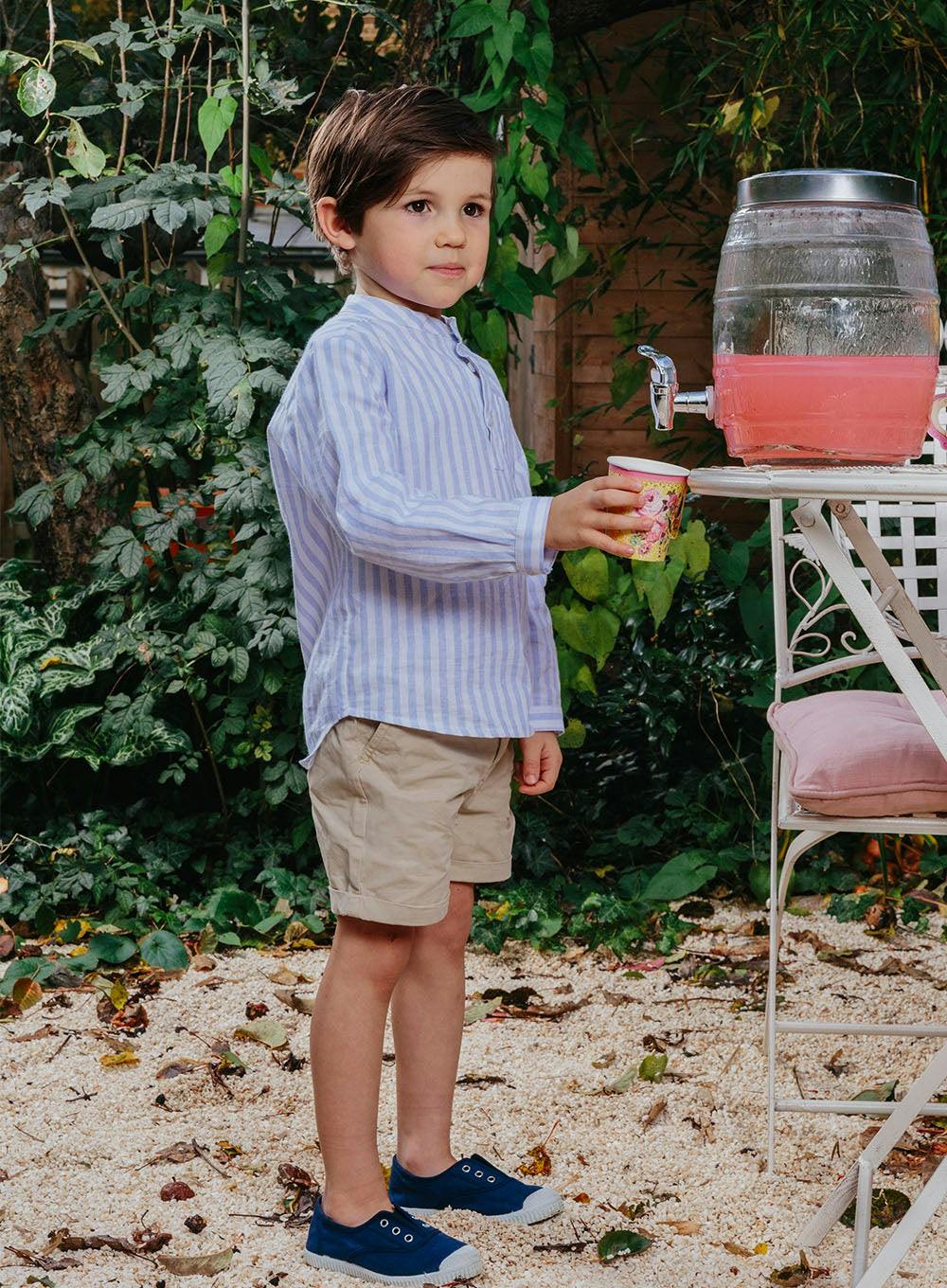 Oscar Shirt in Pale Blue Stripe